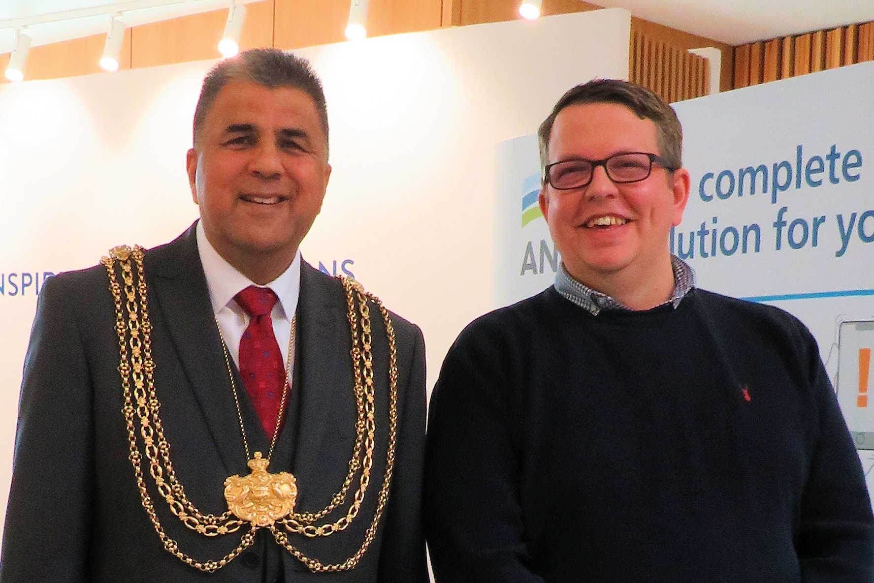 The Lord Mayor of Leeds, Councillor Asghar Khan with Peter Double, Managing Director, Andel