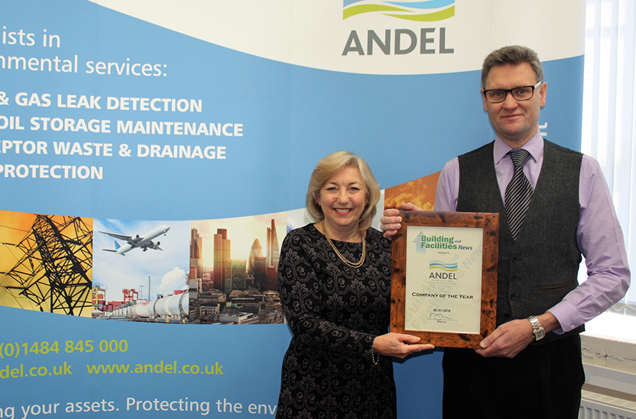 Julie Greenwood, MD and Dr Marshall Booth, Technical Director receive the Environmental Company of the Year Award.